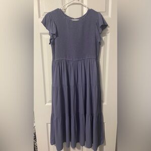 Women’s Tiered Flutter Sleeve Dress - Blue